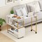 Modern White and Gold Rotating End Table with Storage Bookcase Rolling Sofa Side Desk